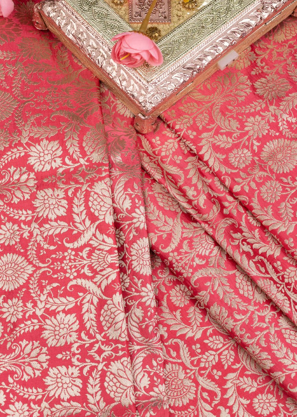 Pink  Colour Kim Bhab Brocade Fabric
