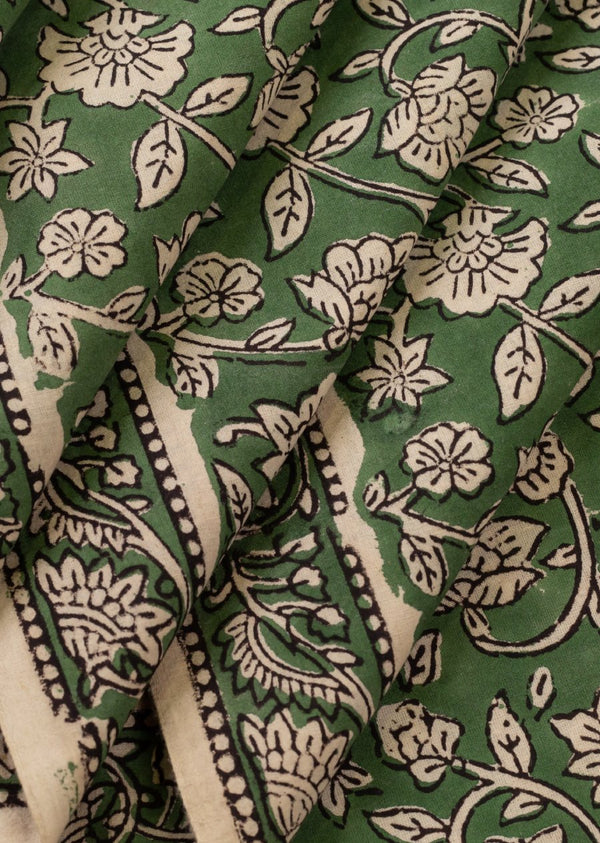 Green Kalamkari With Jaal Pattern