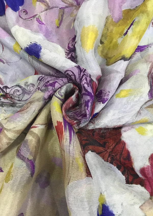 Multicolor Floral Printed Chinon Chiffon