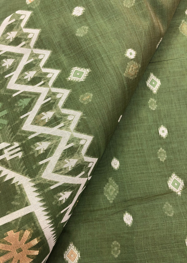 Green Jamdani Pattern Embroidered Chanderi