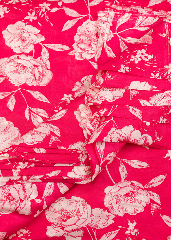 Magenta Muslin with Floral Jaal Print