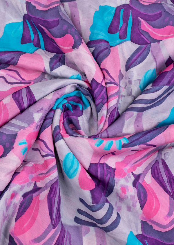 Purple Muslin with Abstract Print