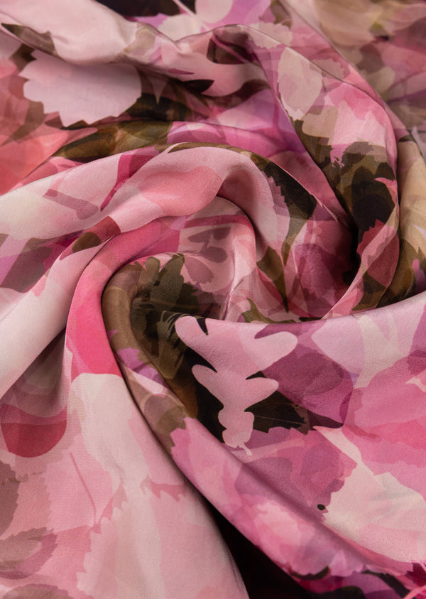 Pink Crepe With Leaf Print