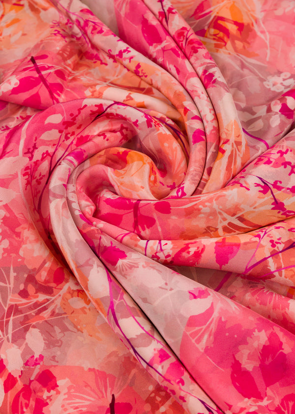 Pink Abstract Print Crepe