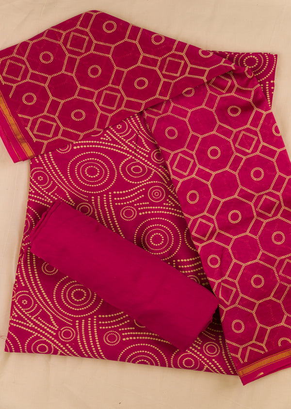 Magenta Pure Chanderi  Suit Set