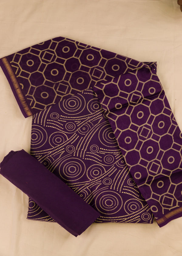 Violet Pure Chanderi Suit Set