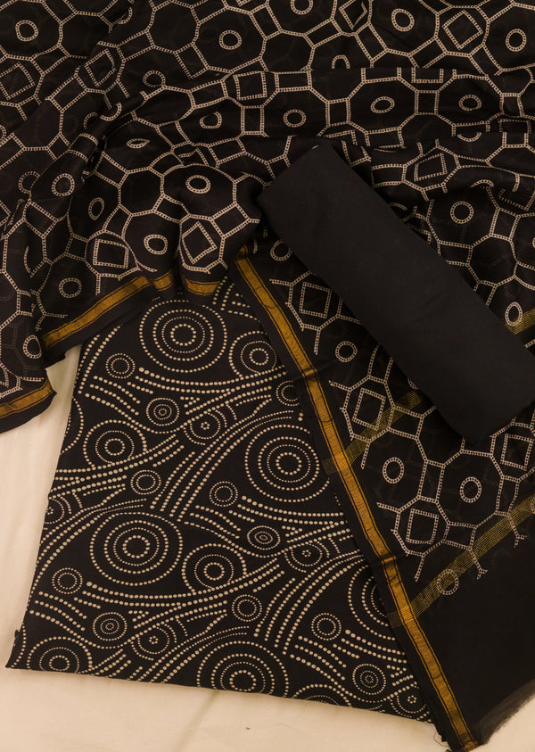 Black Pure Chanderi  Suit Set