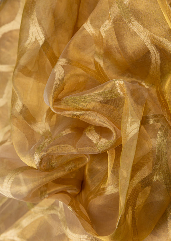 Gold Pure Fancy Tissue with Jaal Pattern