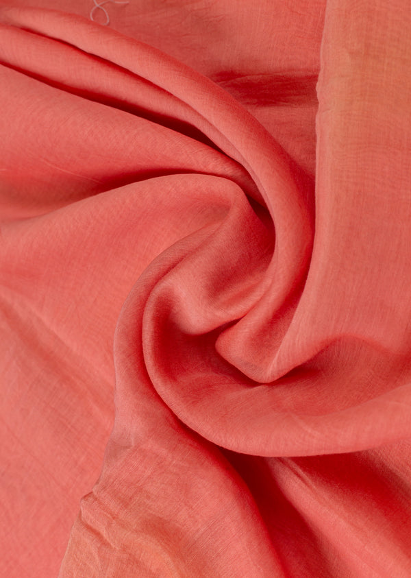 Peach Pure Silk Chanderi