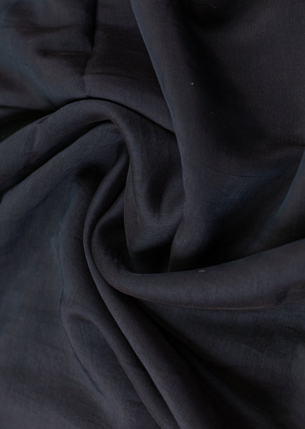 Black Pure Silk Chanderi