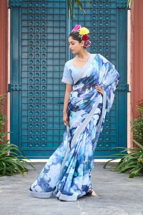 Elegant Blue Color Saree