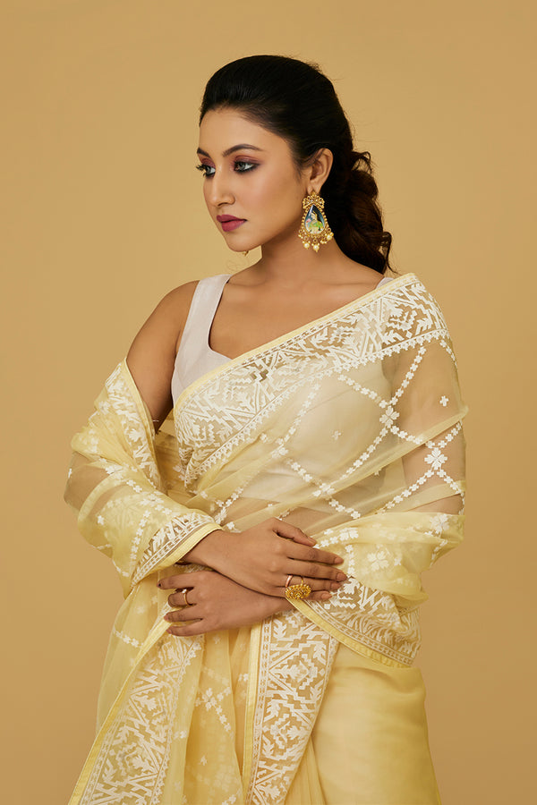 Yellow  Dhakai Saree