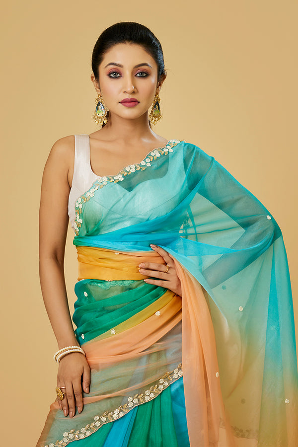 4D Shaded Organza Saree