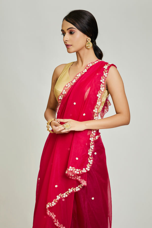 Red Organza Saree