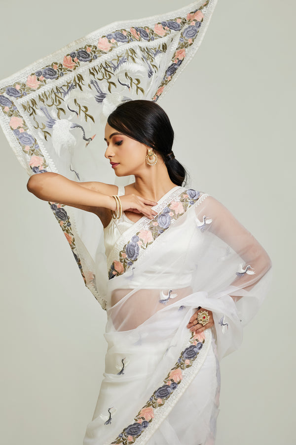 White Organza Saree