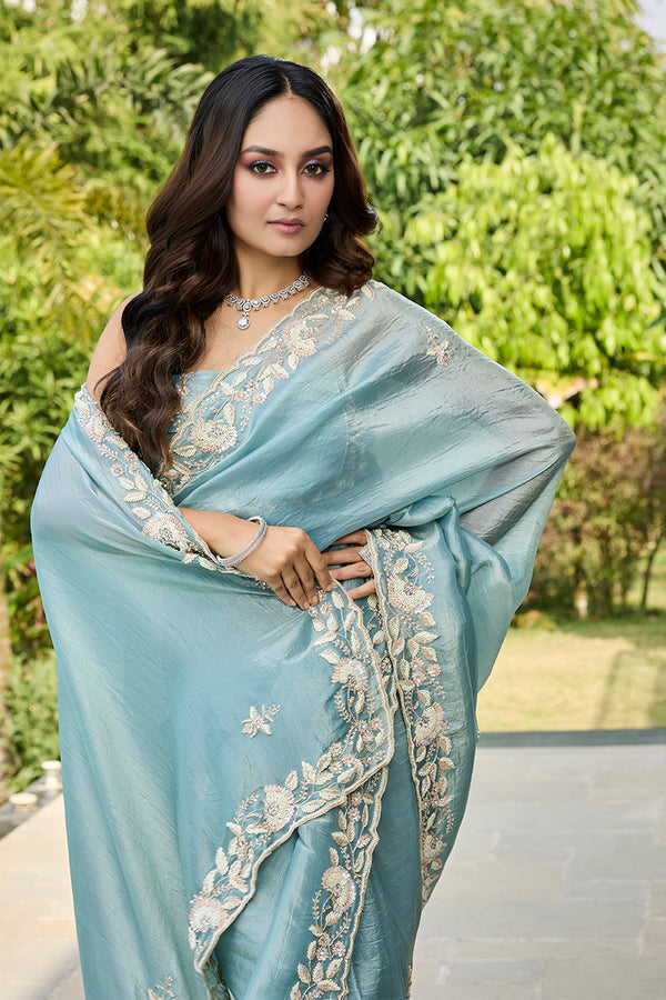 Sky Blue Onyx Saree