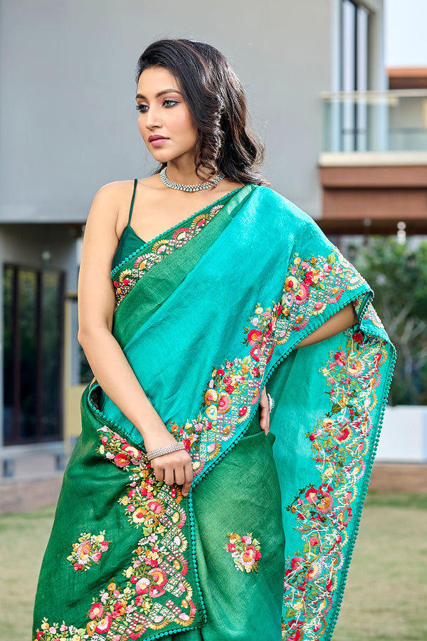 4D Shade Pure Tussar Saree
