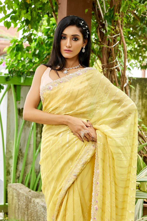 Yellow Khaddi Saree