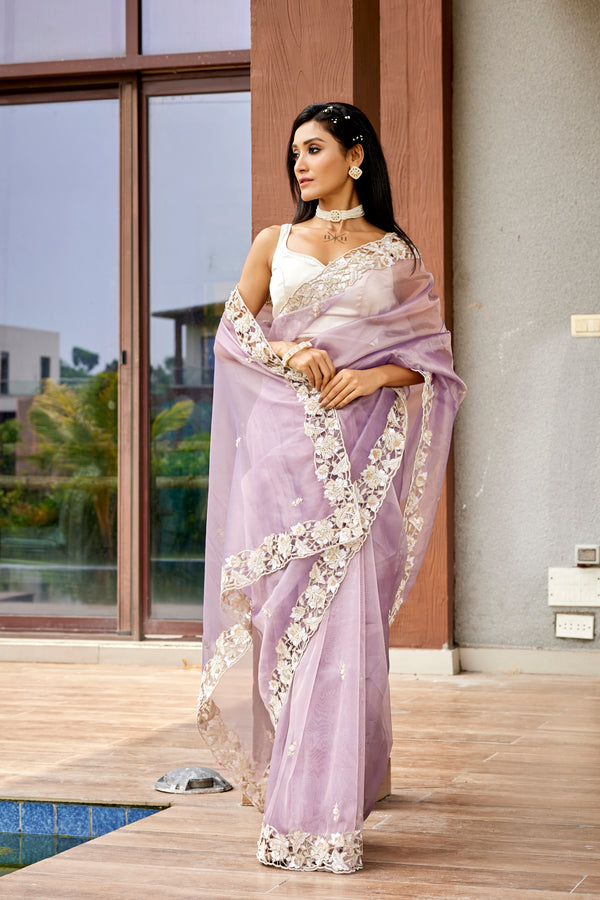 Mauve Pure Tissue Saree
