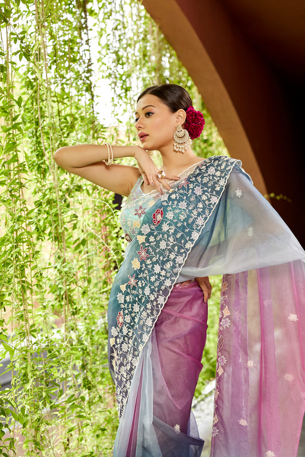 2D Shade Organza Saree
