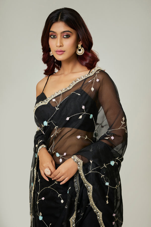 Black Organza Saree