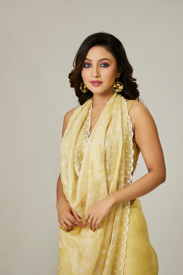 Yellow Silk Kota Saree