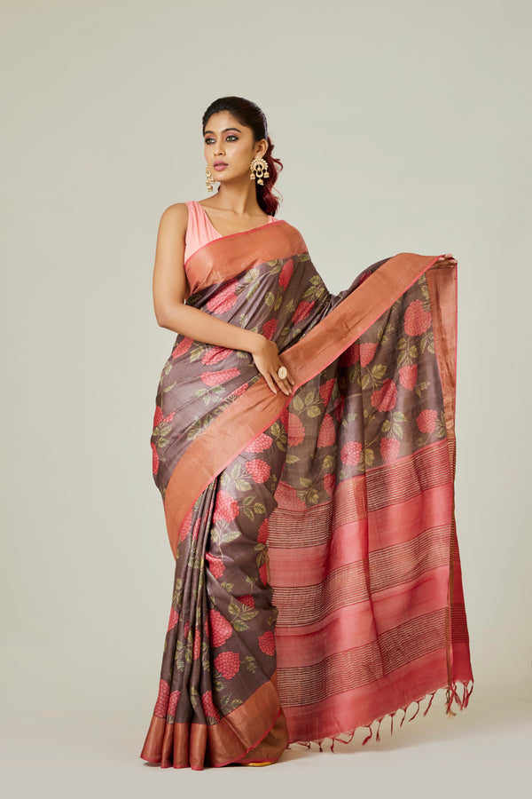 Walnut Color Tussar Saree