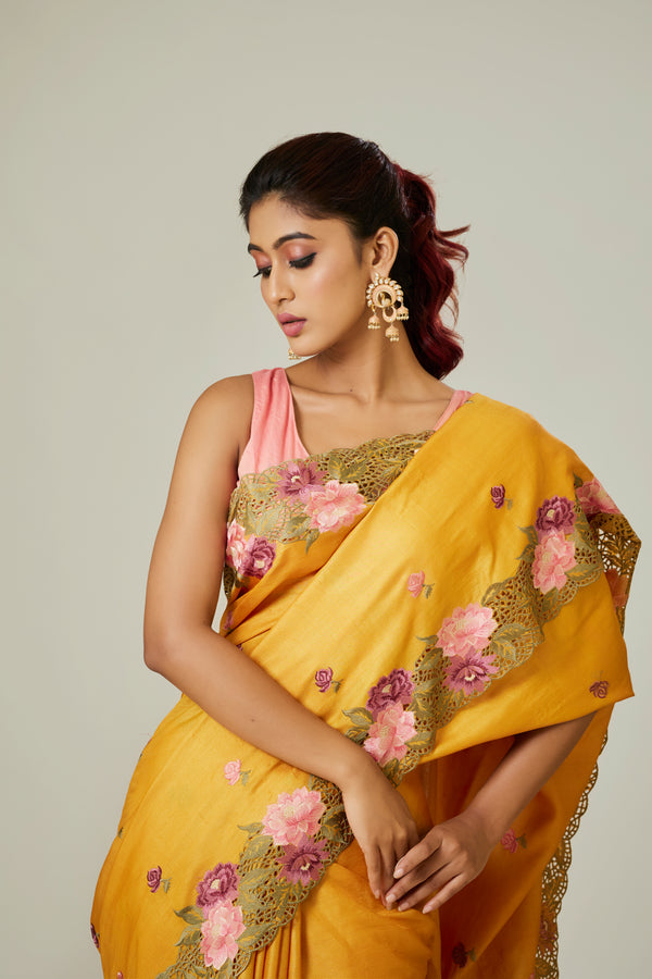 Gold Yellow Tussar Saree