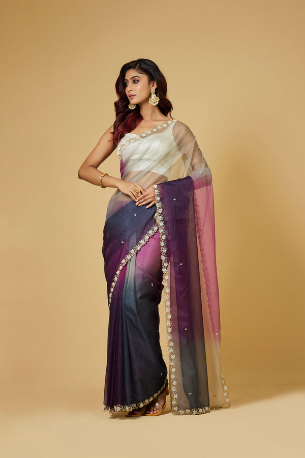 4D Shaded Organza Saree