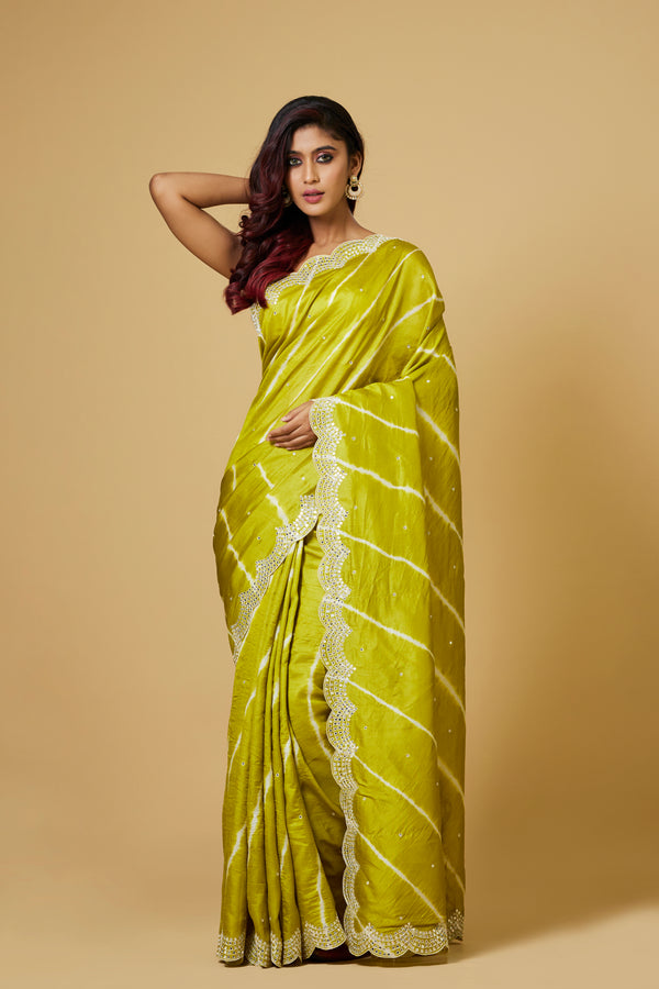 Light Green Tie-dye Saree