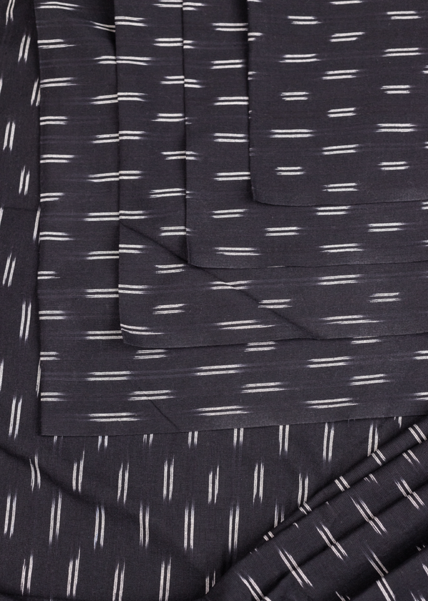 Black Ikkat with White Linnes Weaves Woven Fabric