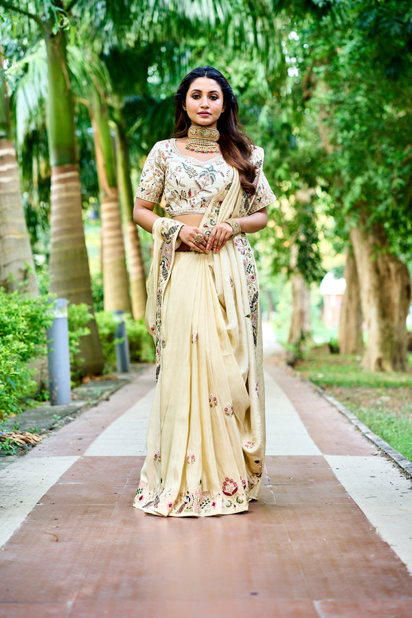 Off White Zardosi Saree