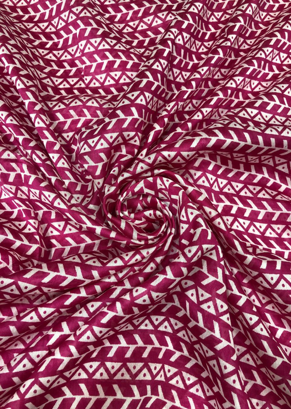Pink Abstract Printed Chanderi