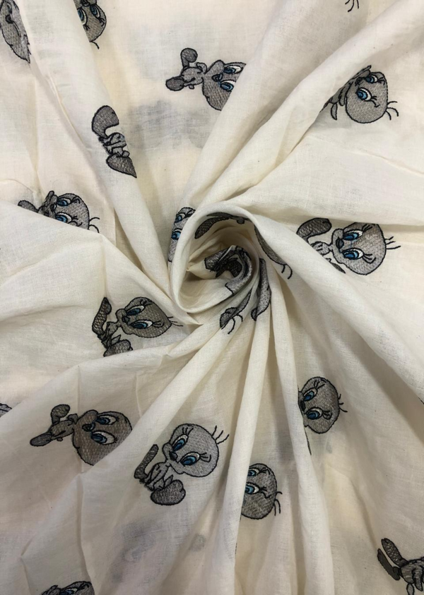 White Embroidered Cotton
