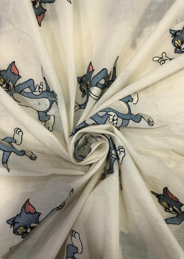 Off-White Cartoon Embroidered Cotton