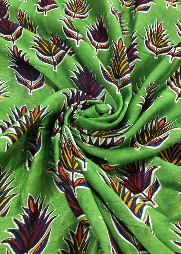 Botanical Bloom on Printed Chanderi
