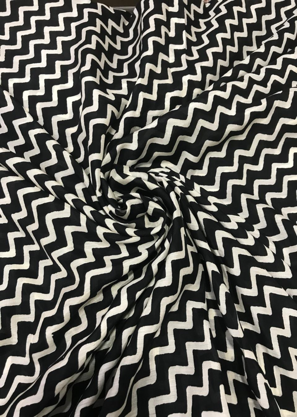 Black Stripe Printed Muslin