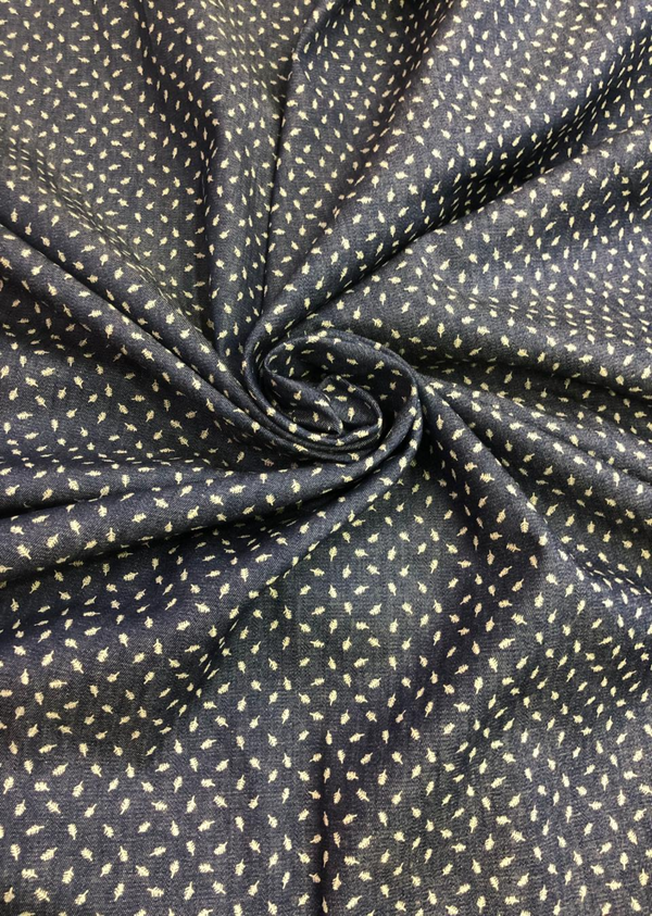 Embroidered Leaf Pattern Denim