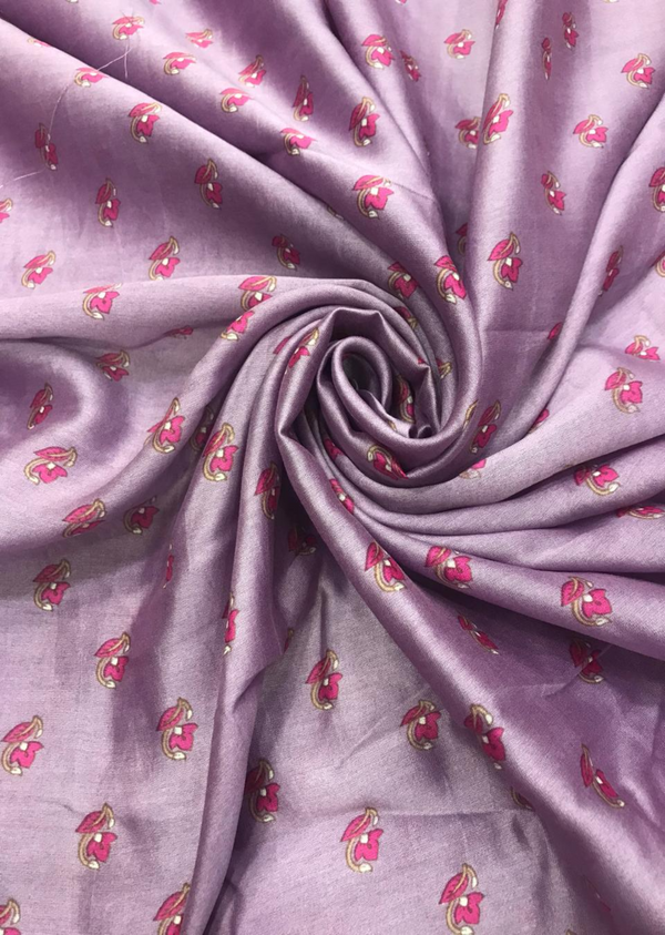 Lavender Motif Printed Chanderi