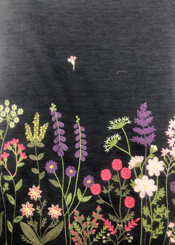 Flower Embroidery Pattern Denim