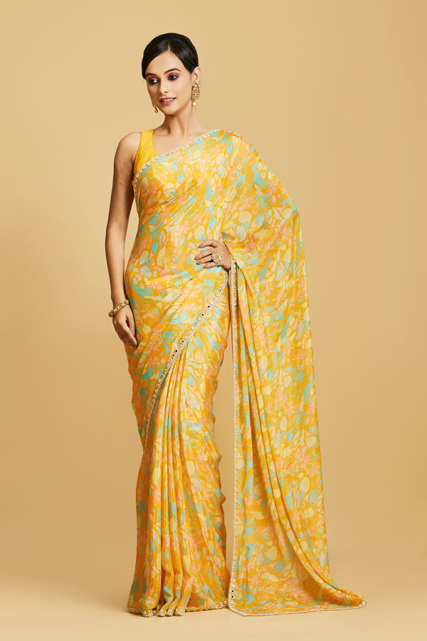 Printed Chinnon Chiffon Saree