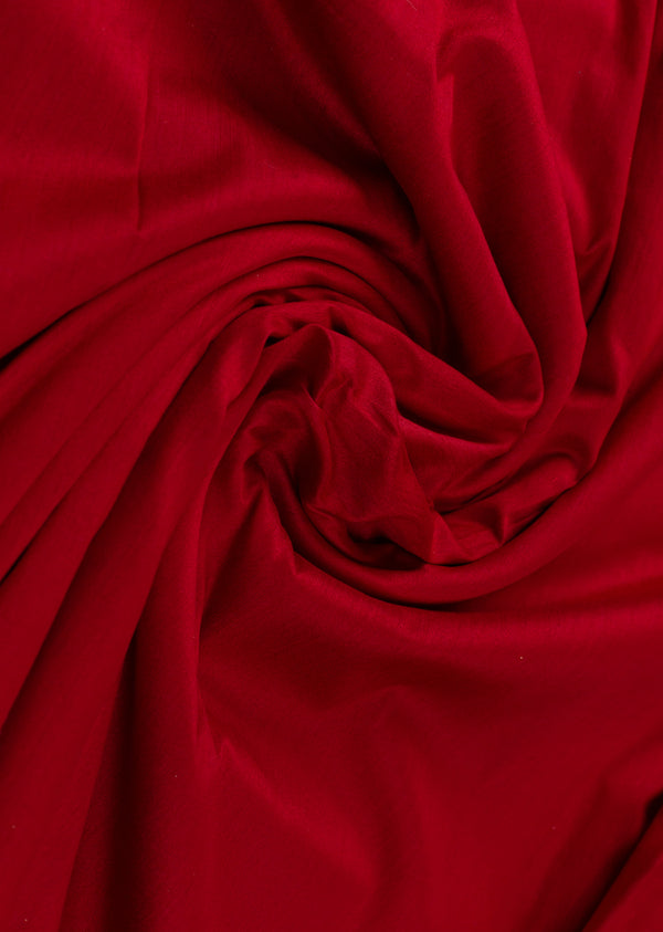 Red Plain Cotton Silk Fabric