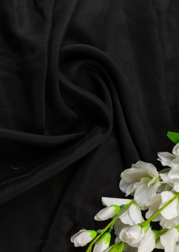 Black Plain Smooth & Silky Muslin Fabric