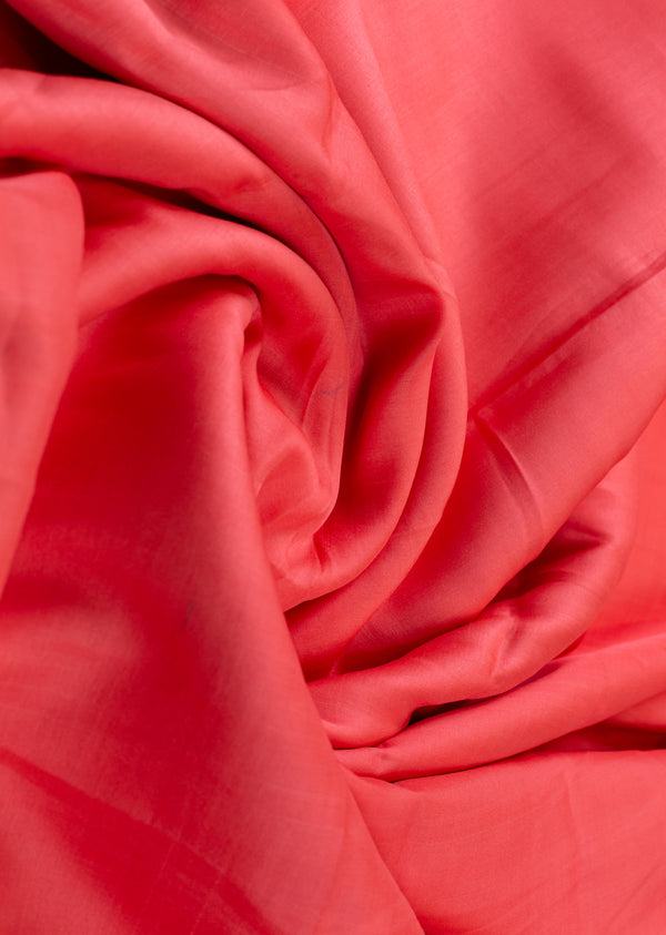 Peach Pink Plain Tussar Silk