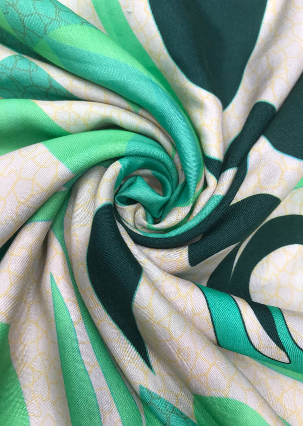 Green Abstract Print Muslin