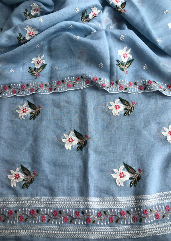 Sky Embroidered Floral Set