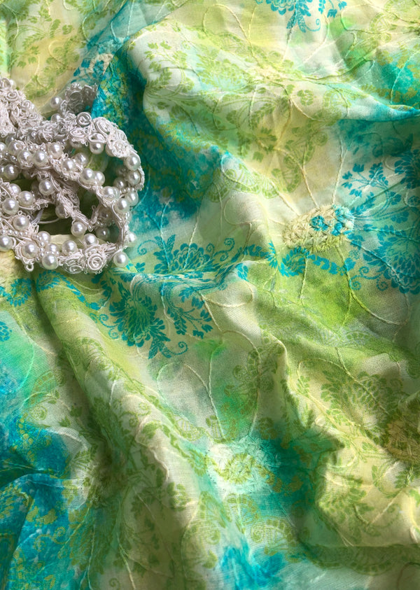 Multicolor Floral Embroidered Cotton