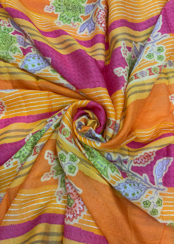 Multicolor Floral Print Chinon Chiffon