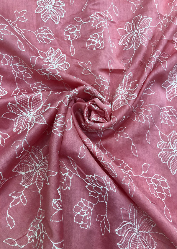 Light Pink Floral Jaal Embroidered Chanderi