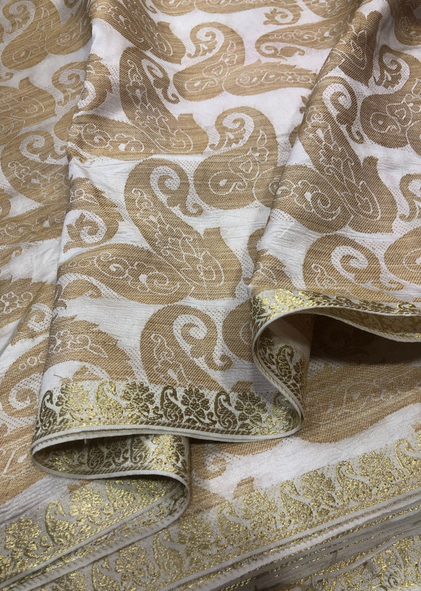 Paisley Pattern Golden Khadi Fabric